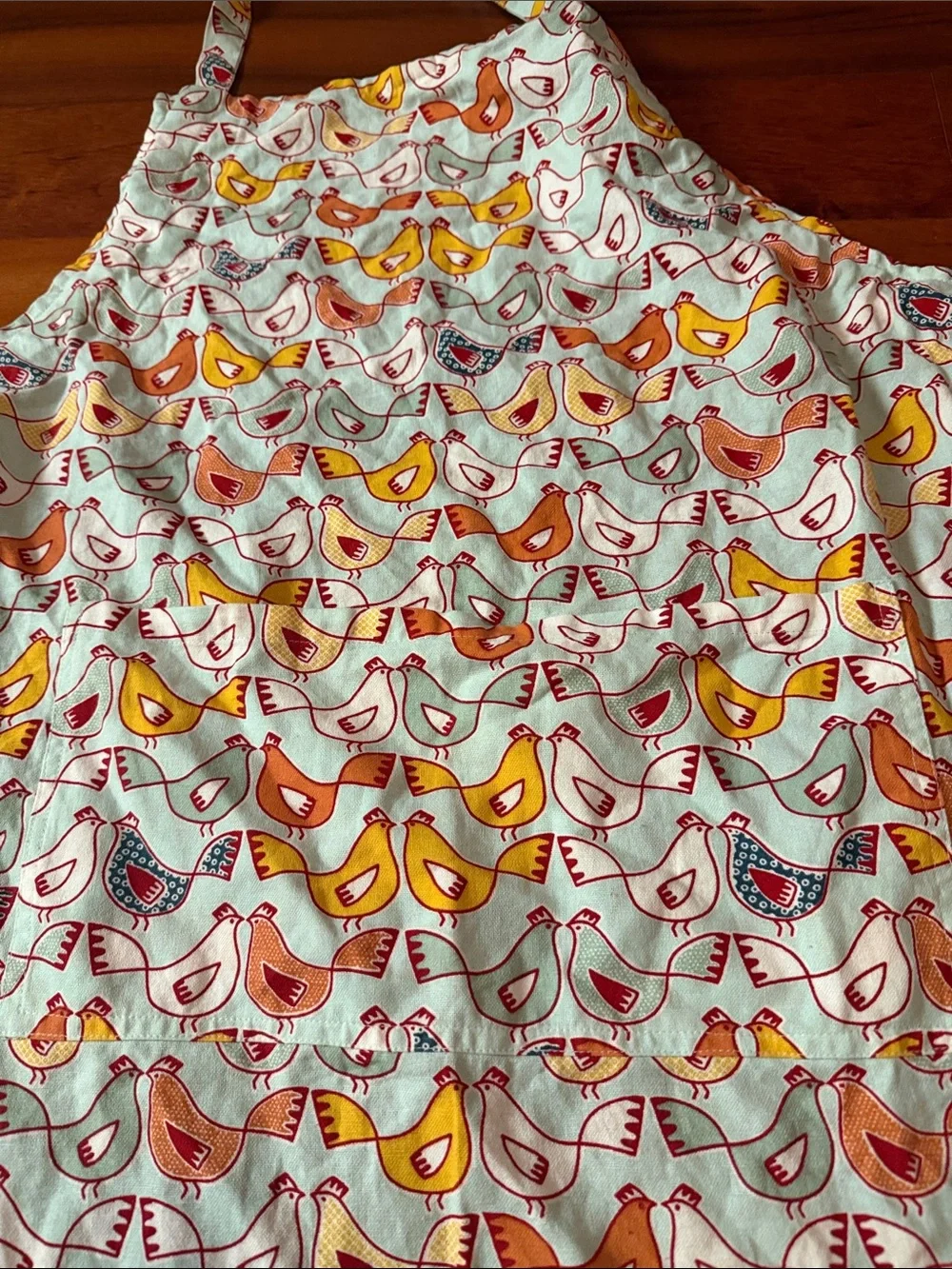 Chicken large adult utility Bird Pattern Cotton Kitchen Apron in Yellow & Orange